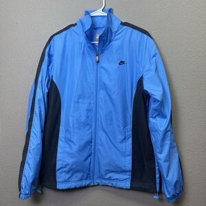Used Men's NIKE Retro Early 2000's Blue Black Jacket - Medium